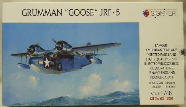 Signifer 1/48 Grumman JRF Goose - US Navy / England / France / Japan, SIG48001 plastic model kit